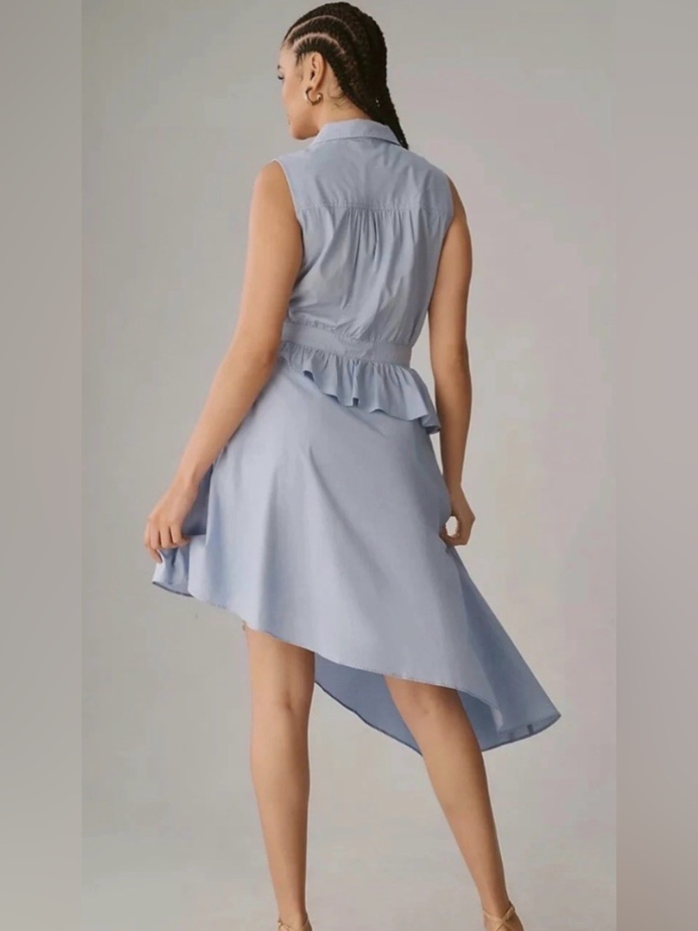 Anthropologie Maeve Asymmetrical Sleeveless Shirt Dress Size 8 - Picture 3 of 9